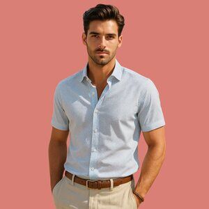 Casa Moda Premium Edition Light Blue Patterned Shirt | Size 44 (XL Fit)